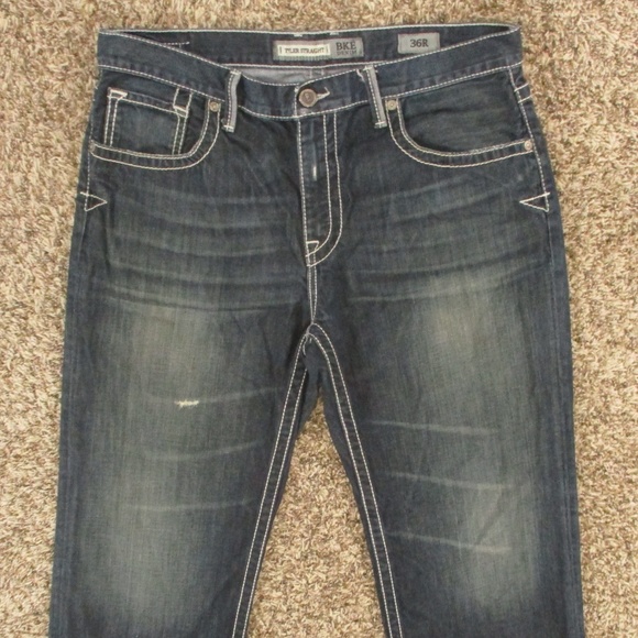 BKE Jeans Men's 37x29 Dark Wash Tyler Straight Leg 100% Cotton Denim - Picture 3 of 9